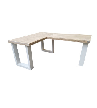 Wood4you - Corner desk - New england scaffolding wood- White