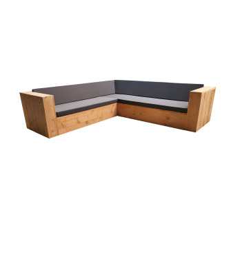 Wood4you - Ensemble salon 2 bois douglas 200x200 cm - coussins inclus