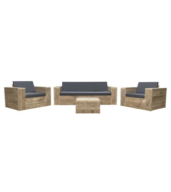 Wood4you- Loungeset steigerhout 4 - incl kussens - strakke kussens