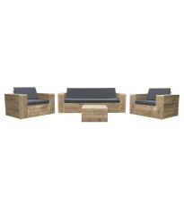 Wood4you- Lounge set échafaudage bois 4 - coussins inclus