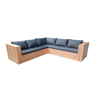 Wood4you - Ensemble salon 2 bois douglas 200x200 cm - coussins inclus