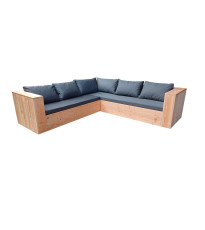 Wood4you - Ensemble salon 2 bois douglas 200x200 cm - coussins inclus