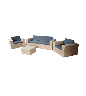 Wood4you- Loungeset steigerhout 4 - incl kussens - strakke kussens