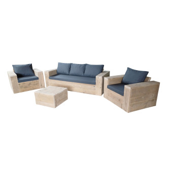 Wood4you- Loungeset Gerüstholz 4 - inkl. Kissen - Plof-Kissen