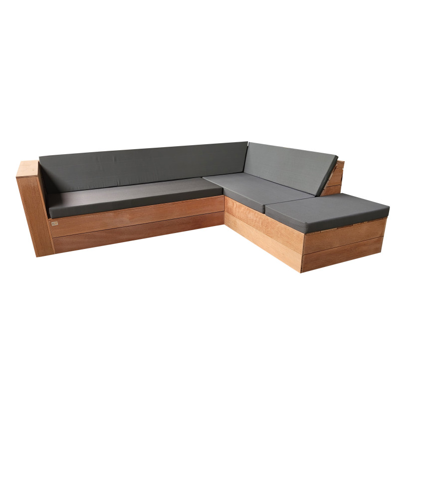 Wood4you - Lounge set 7 bois franc - coussins inclus