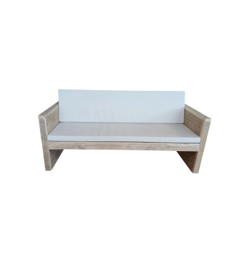 Wood4you - Garden bench - Vlieland - Assembly kit - scaffolding wood - Incl cushion White