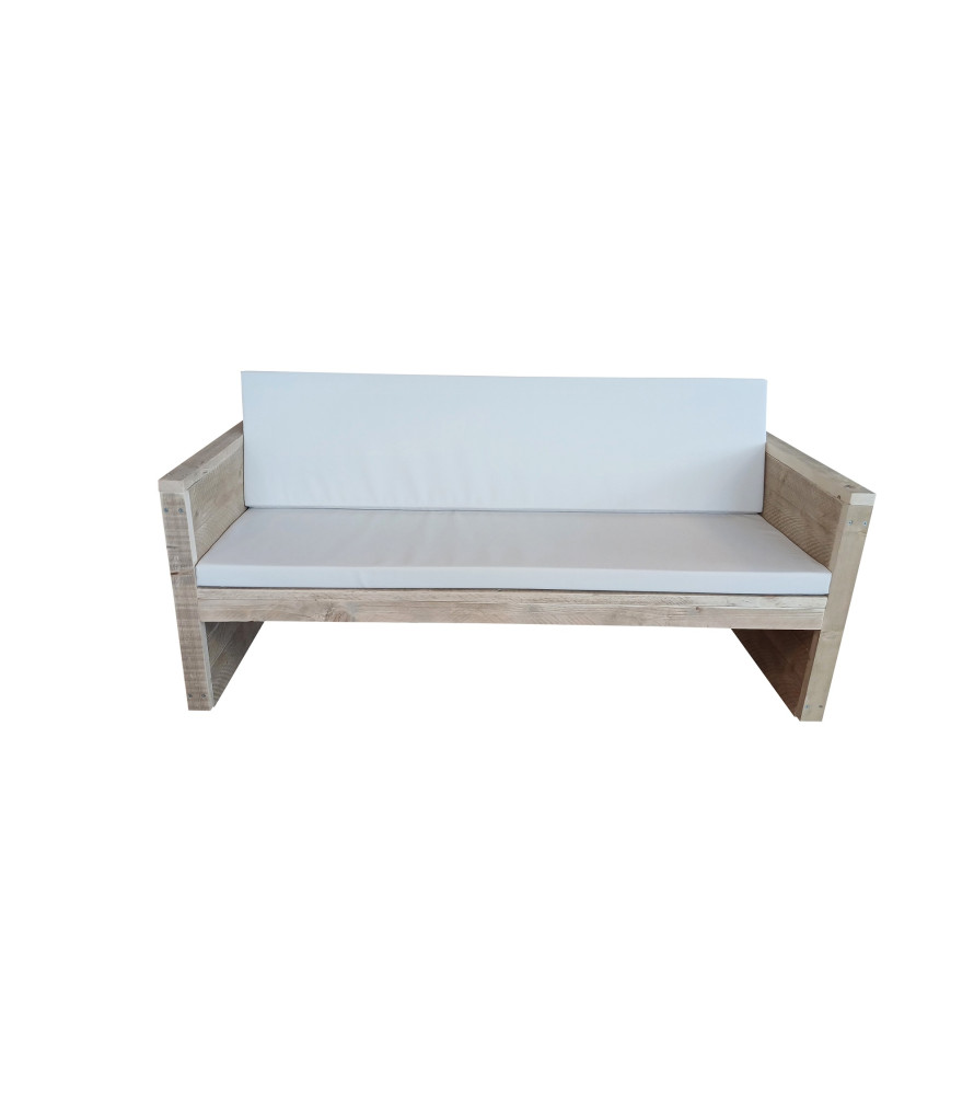 Wood4you - Banc de jardin - Vlieland - Kit de montage - échafaudage bois - Coussin inclus Blanc