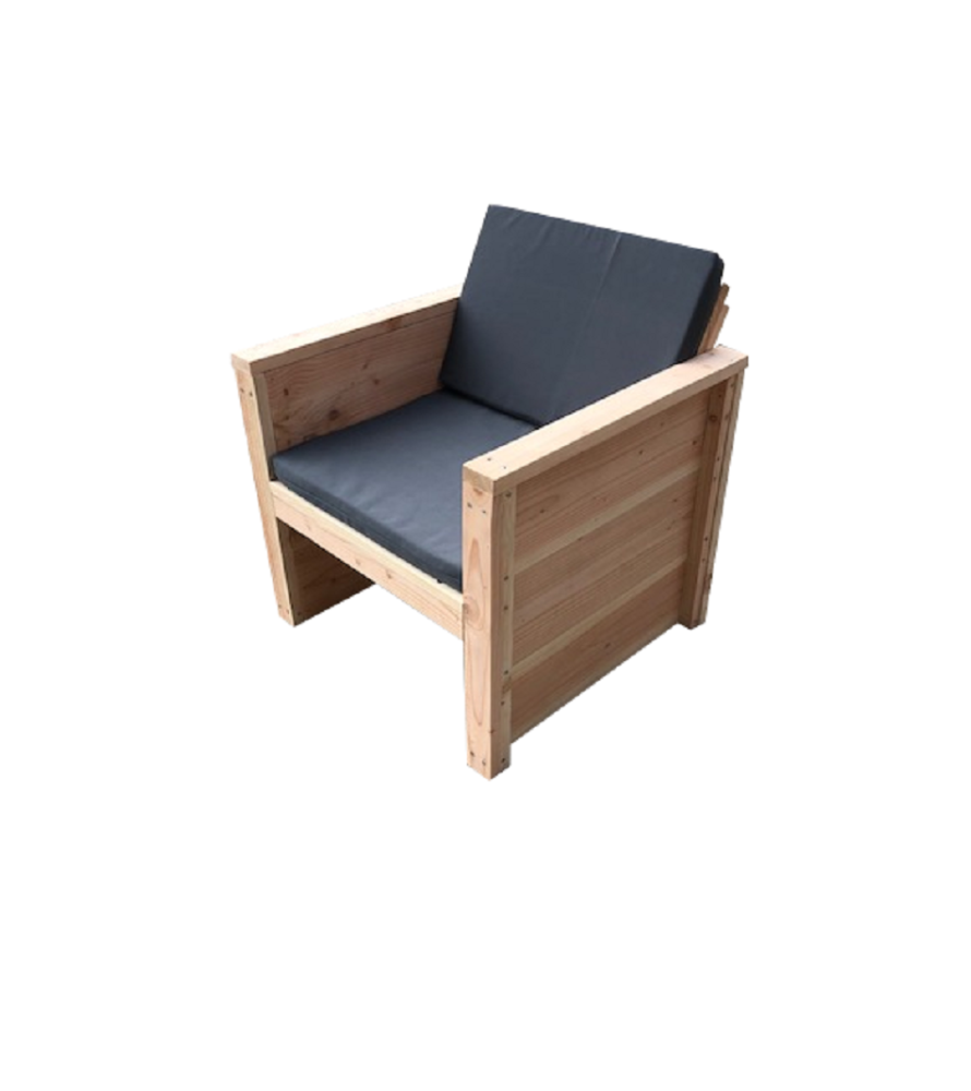 Wood4you - Tuinstoel Vlieland Douglas 65Lx72Hx57D cm -  Bouwpakket met kussens