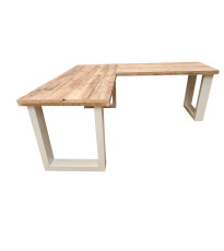 Wood4you - Bureau d'angle - Bois d'échafaudage de Blanc