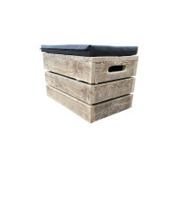 Wood4you - Side Stool Scaffold Wood 60L x 40H x 37W cm incl. Cushion