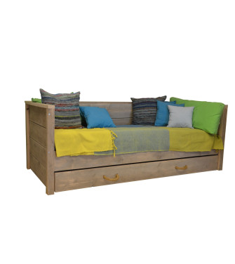 Wood4you - Letto singolo Saar trabattello legno 206Lx43Hx96P cm