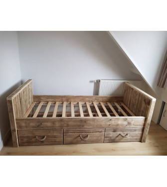 Wood4you - Single Bed Jordy Reclaimed Wood 206Lx80Hx96D cm