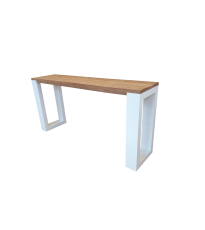 Wood4you - Table d'appoint en bois torréfié 100Lx78HX38D cm blanc