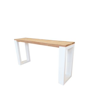 Wood4you - Table d'appoint en bois torréfié 100Lx78HX38D cm blanc