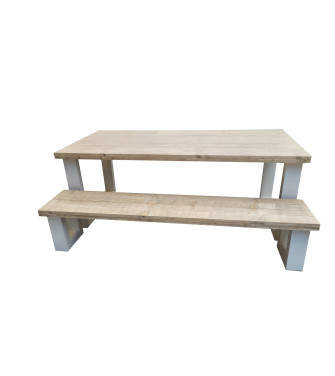 Wood4you - New England combideal  Eettafel + Bankje