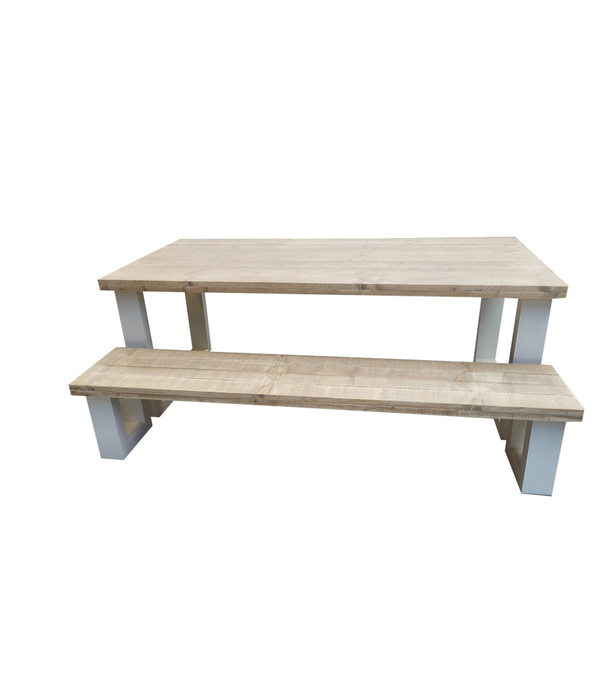 Wood4you - New England combideal  Eettafel + Bankje