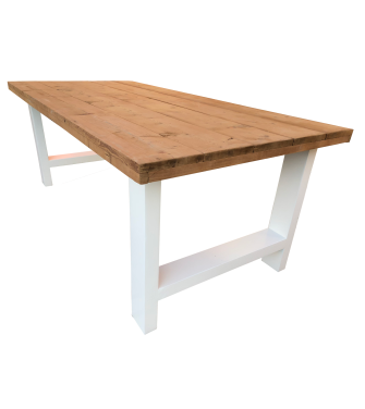 Wood4you - Table à manger Seattle bois torréfié - blanc