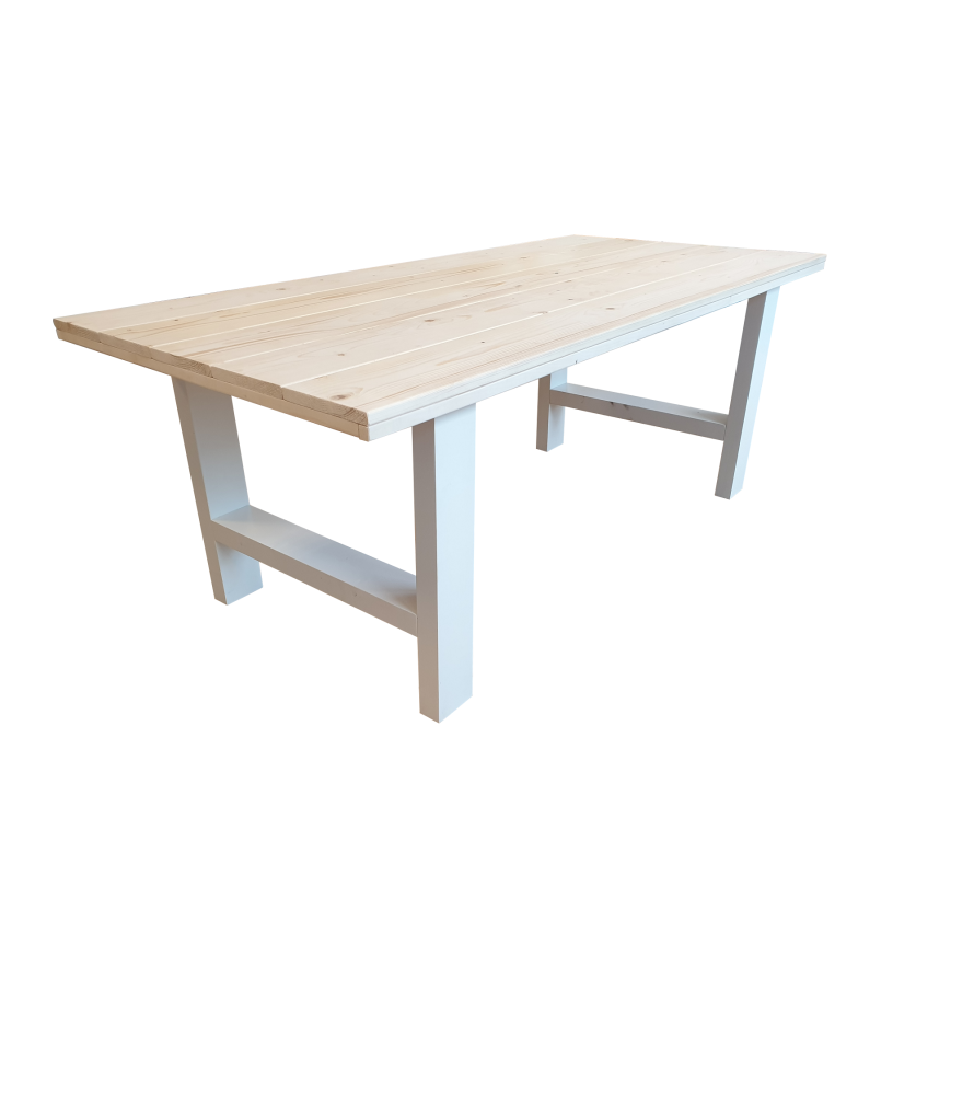 Wood4you - Eettafel Seattle blanco geschaafd vurenhout - wit