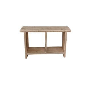 Wood4you - Holzbank mit Zwischenregal - 70B x 49H x 18T - Altholz - Beistelltisch - Flurbank