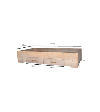 Wood4you - Letto singolo Billy trabattello legno 206Lx43Hx96P cm